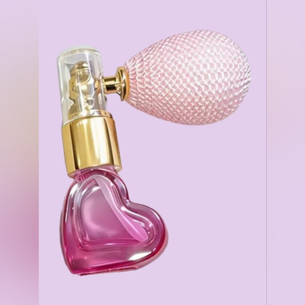 Pink Heart Atomizer Perfume Bottle with Vintage Inspired Bulb Spray
